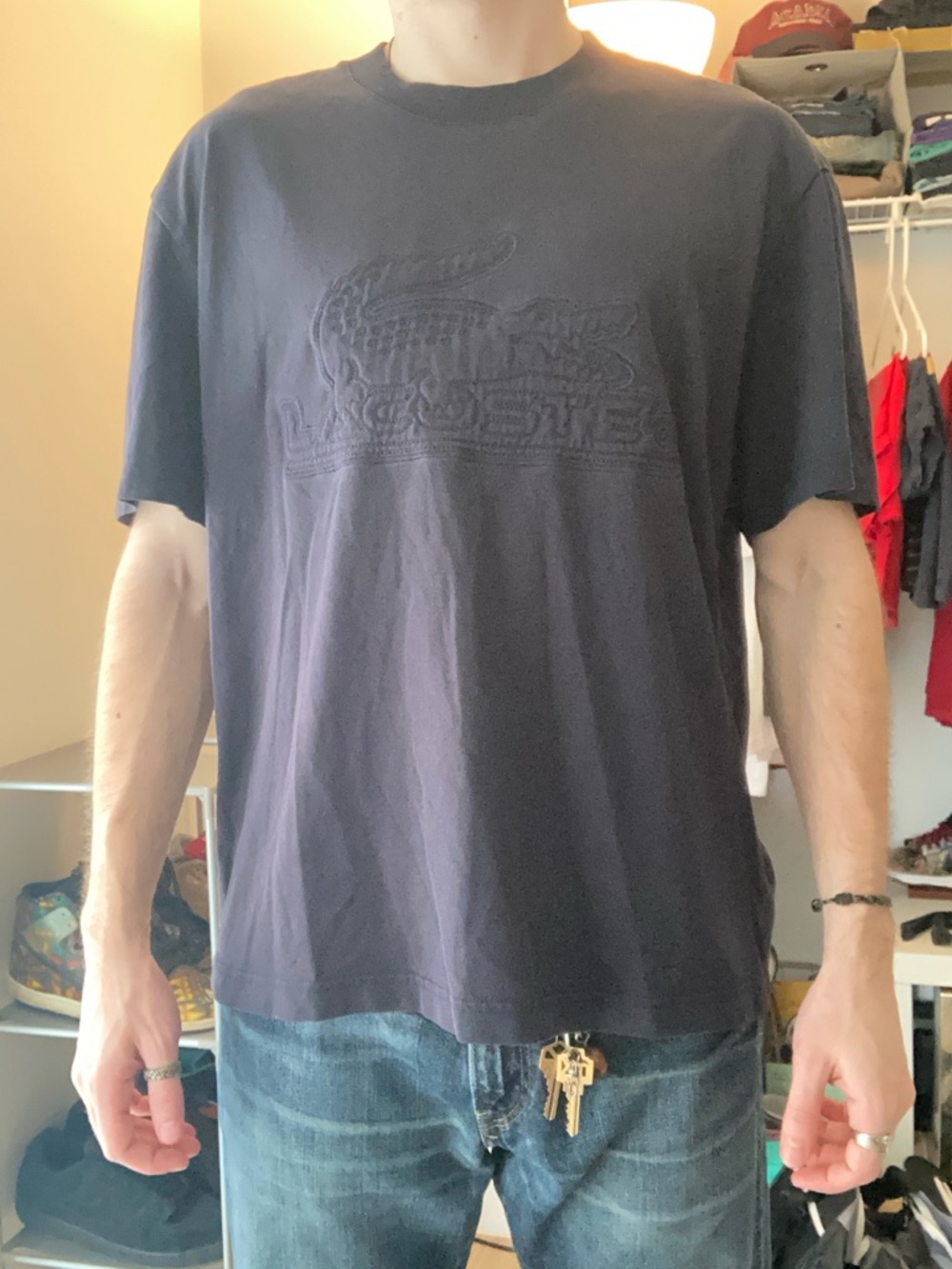 Lacoste Embroidered Logo T-Shirt in Dark Blue